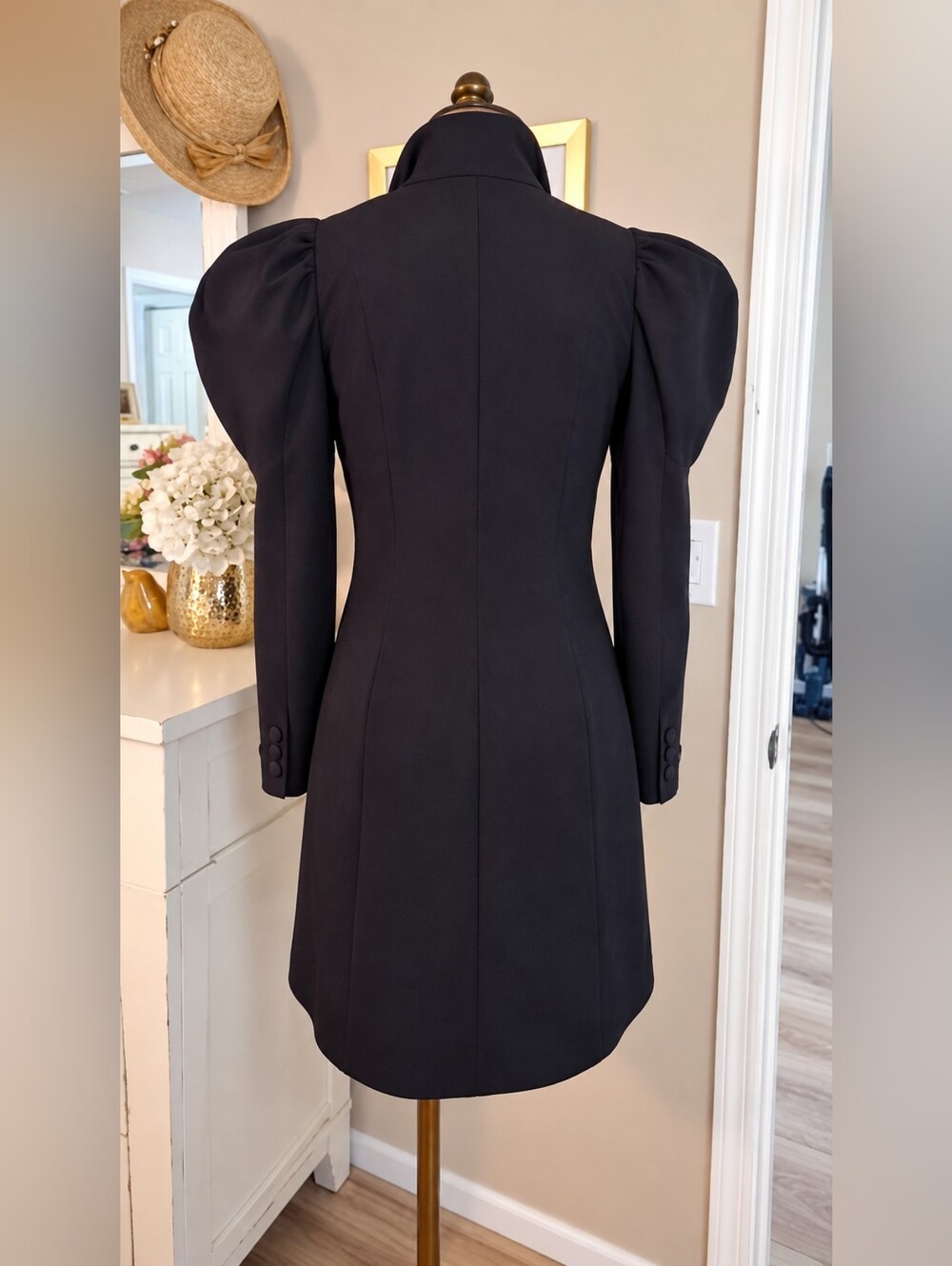 Nasty Gal Collection Black Puff Sleeve Blazer Mini Dress Size 10 - Picture 9 of 10